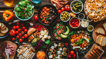 A Culinary Tapestry: Vibrant Mediterranean Feast on Rustic Table