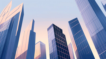 Fototapeta premium A futuristic skyscraper with a sleek, reflective glass facade rising against a clear blue sky, showcasing modern urban architecture and advanced design