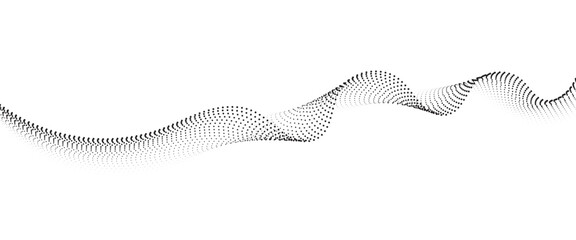 Flowing Dot Wave halftone gradient pattern on transparent background	

