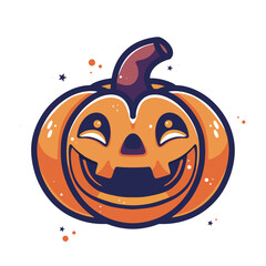 Vector halloween pumpkin icon. Scary pumpkin in a flat vector style for Halloween decor, banner, invitation 
