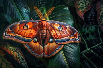 Atlas Moth on Leaf in Asia