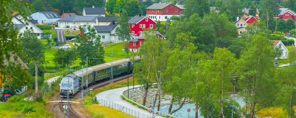Flam, Norway Flamsbana train to Myrdal banner