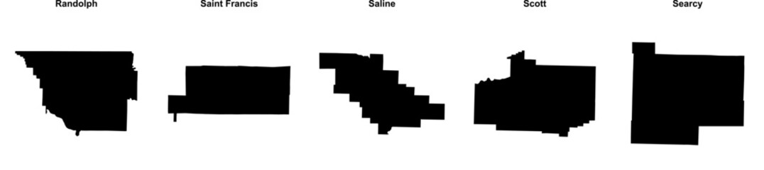 Randolph, Saint Francis, Saline, Scott, Searcy outline maps