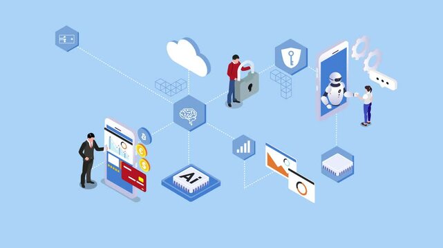 AI development for business isometric 3d