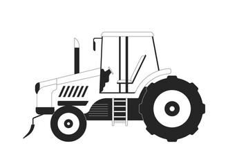 Modern tractor 2D cartoon object. Agriculture truck. Farm machinery for field soil processing isolated flat vector element white background. Agricultural technology color spot illustration