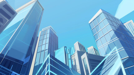 A futuristic skyscraper with a sleek, reflective glass facade rising against a clear blue sky, showcasing modern urban architecture and advanced design