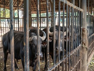 Exciting Encounter: Interacting with a Domestic Asian Water Buffalo Family at Nakhon Pathom Safari a