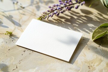 Elegant White Business Card Mockup with Floral Background for Branding and Design