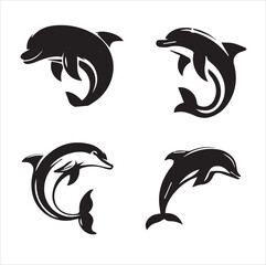 silhouette of dolphin on clean vector isolated on white background 