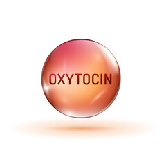 Oxytocin sign in realistic glossy style. Happy hormone sign.