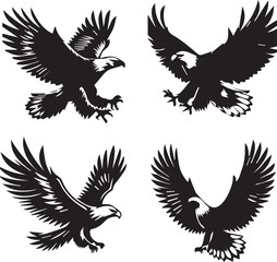 silhouette of clean vector Soaring Eagle on white background