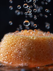 Vivid Macro Photography of Fresh Orange Slices with Dripping Juice Captured in High Detail