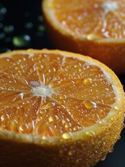 Vivid Macro Photography of Fresh Orange Slices with Dripping Juice Captured in High Detail