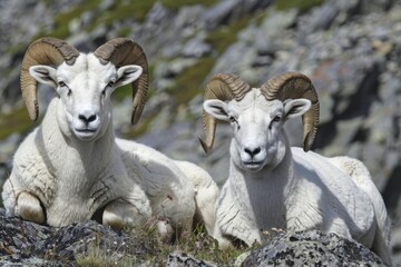Dall sheep rams (Ovis dalli), summer
