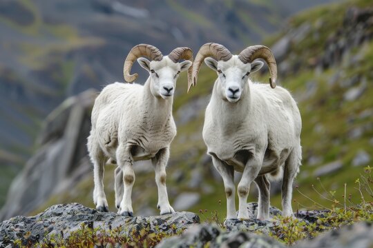 Dall sheep rams (Ovis dalli), summer