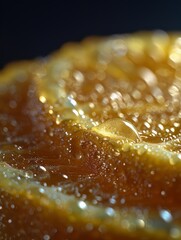 Vivid Macro Photography of Fresh Orange Slices with Dripping Juice Captured in High Detail
