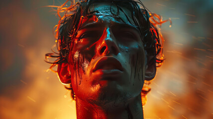 soccer fans with face paint on the stands yelling in a cinematic,generative ai