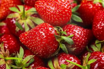 Strawberry. Fresh organic berries macro. Fruit background