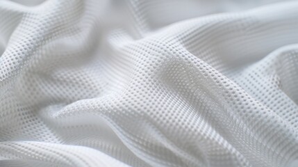 White synthetic sport fabric texture showing breathable material.