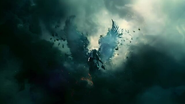 Video tenebrist recreation of black fallen angel called Lucifer	
