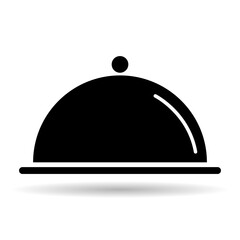 Waiter tray shadow icon, dish menu restaurant web symbol, lunch design vector illustration