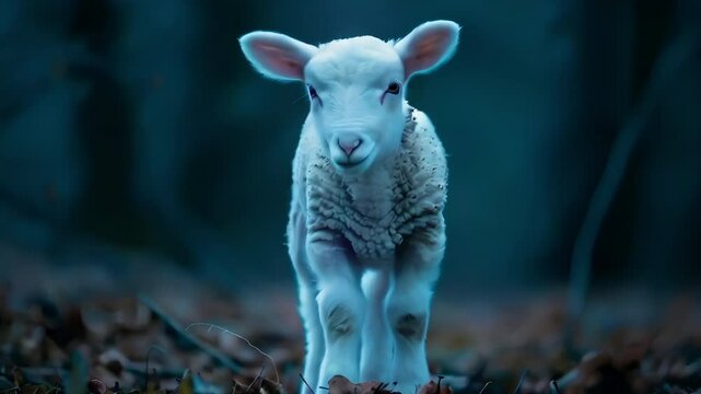 Video recreation of a white lamb in a field
