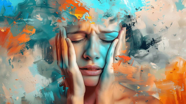 Abstracts of human portraits showing different human emotions and mental health problems