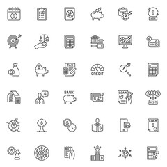 Finance management line icons set