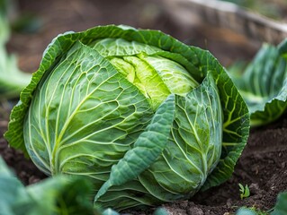 Obraz premium Exploring the Beauty of Organic Green Cabbage Farms up Close