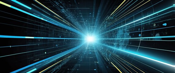 A futuristic abstract design featuring dynamic light lines, symbolizing speed and technology, perfect for tech related concepts and events