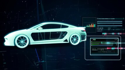 High-tech sports car with digital data overlays - Powered by Adobe