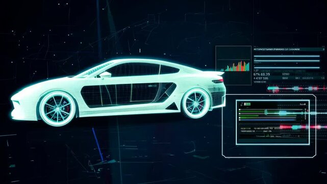 High-tech sports car with digital data overlays - Powered by Adobe