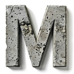 3D Concrete Letter M with Rough Edges and Speckles