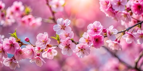 Pink cherry blossom in spring closeup Generative By AI