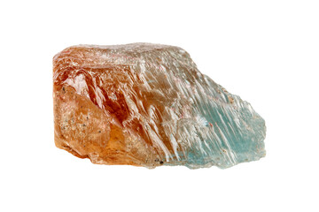 Topaz mineral stone on a isolated white background close-up