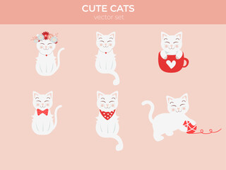 Cute cats vector set