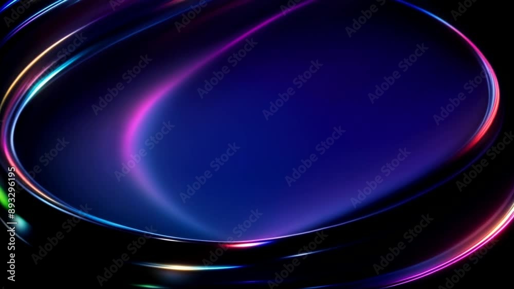 Wall mural looped 3d animation of energy dynamic abstract footage with glowing plasma swirling lines, waves, sh