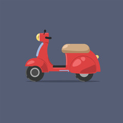 red scooter in isolated flat design.