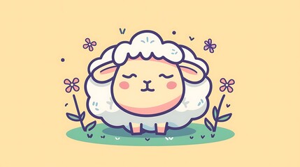 Fototapeta premium Whimsical Hand-Drawn Sheep Icon