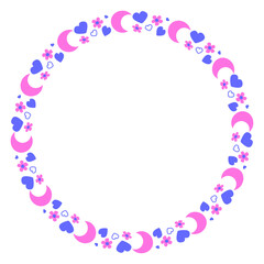 Hand drawn flat design hearts border and frame