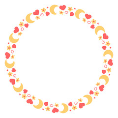 Hand drawn flat design hearts border and frame