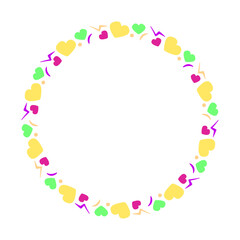 Hand drawn flat design hearts border and frame