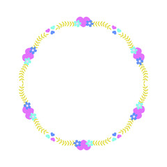 Hand drawn flat design hearts border and frame