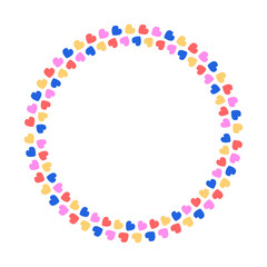 Hand drawn flat design hearts border and frame