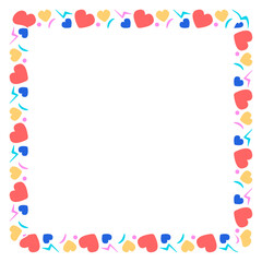 Hand drawn flat design hearts border and frame