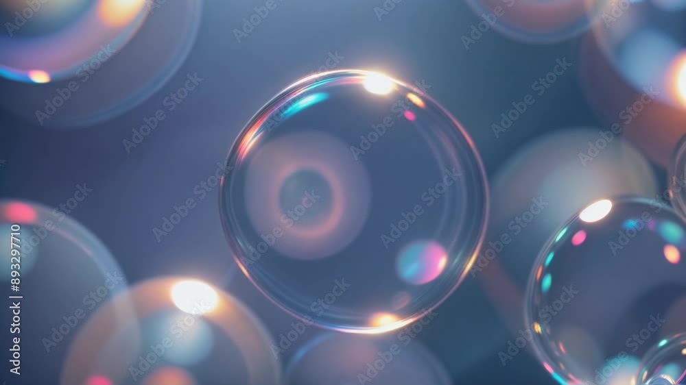 Wall mural looped seamless pattern animation of energy dynamic abstract footage with glowing 3d bubble in vibra