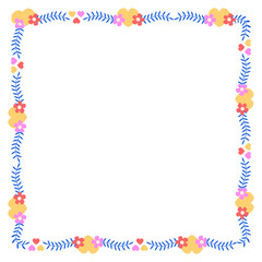 Hand drawn flat design hearts border and frame