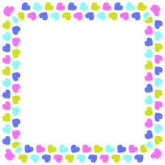 Hand drawn flat design hearts border and frame