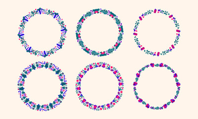 Frames collection for christmas season celebration, christmas wreath concept