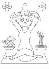 rabbit yoga exercise coloring book page